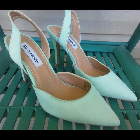 green slingback heels